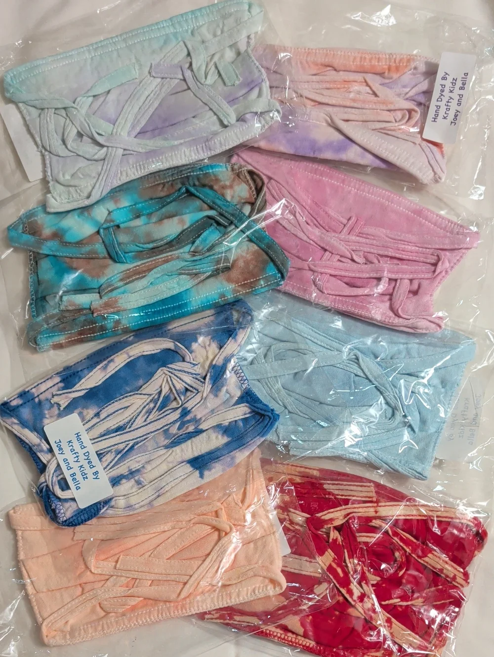 NWOT (006) Tultex Unisex Assorted Tie-Dye Face Masks Multi 8 Pack